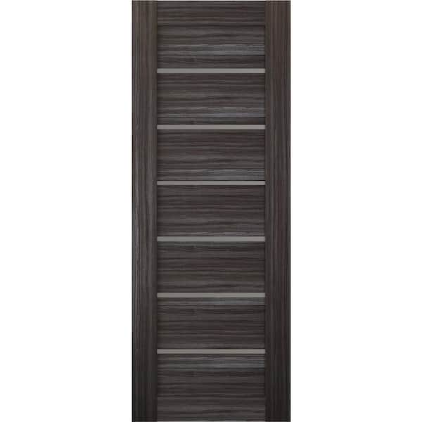 Belldinni Alba 24 in. x 96 in. No Bore 7-Lite Solid Core Frosted Glass Gray Oak Finished Wood Composite Interior Door Slab