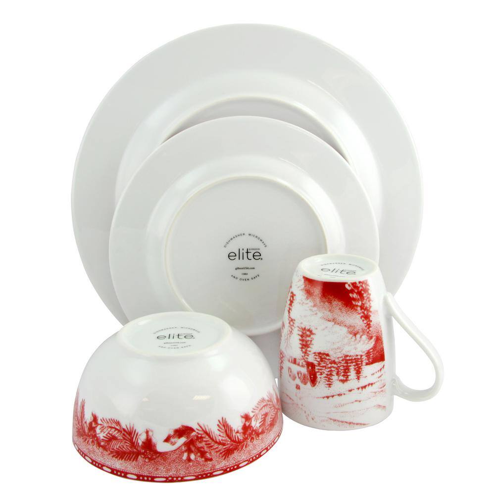 Elegant White Porcelain Dinnerware Set, Service for 4
