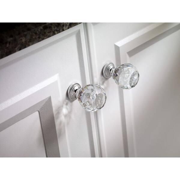 1-3/16 in. (30mm) Chrome and Clear Faceted Glass Cabinet Knob 1-3/16 in. (30mm) Chrome and Clear Faceted Glass Cabinet Knob