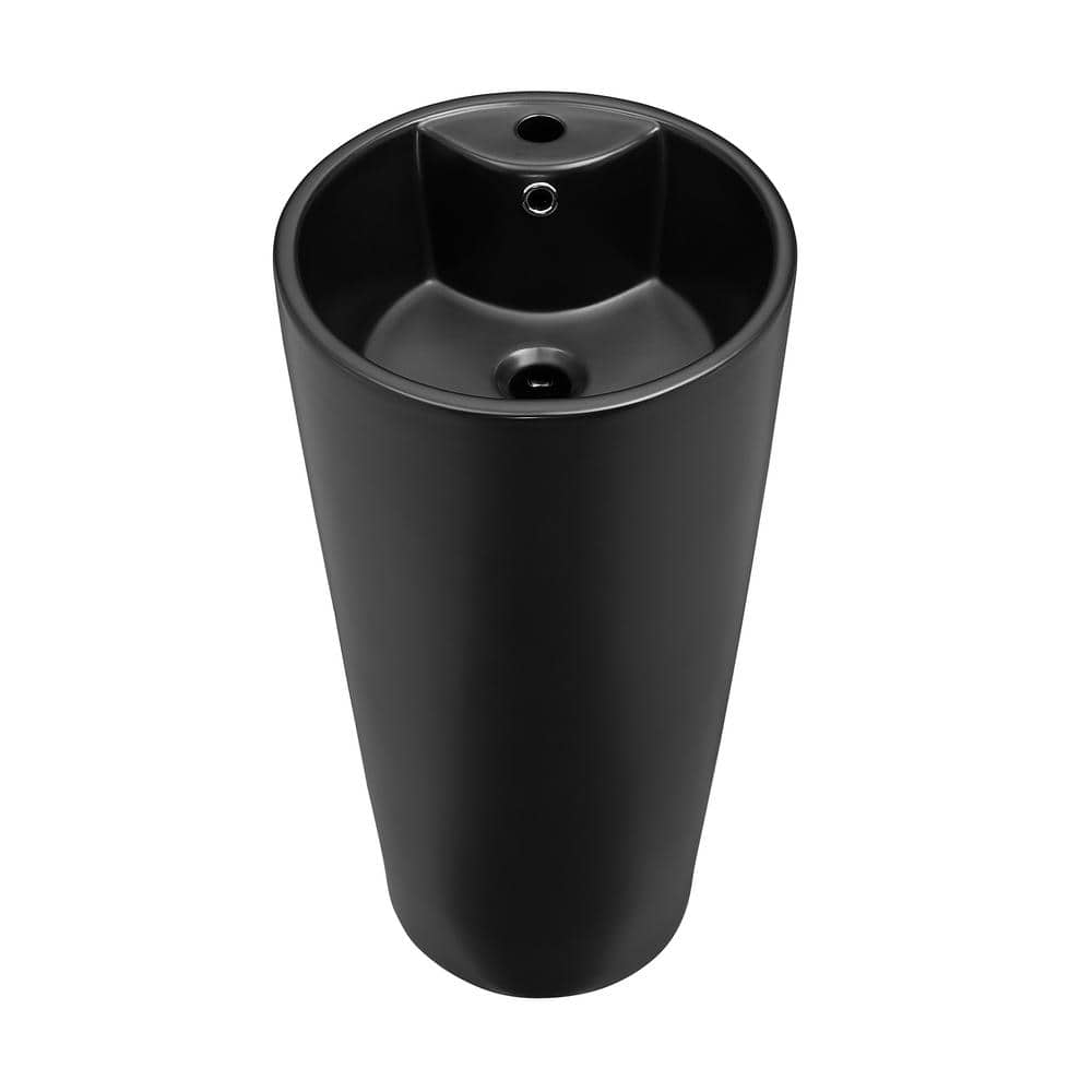 Monaco Matte Black Ceramic Pedestal Sink