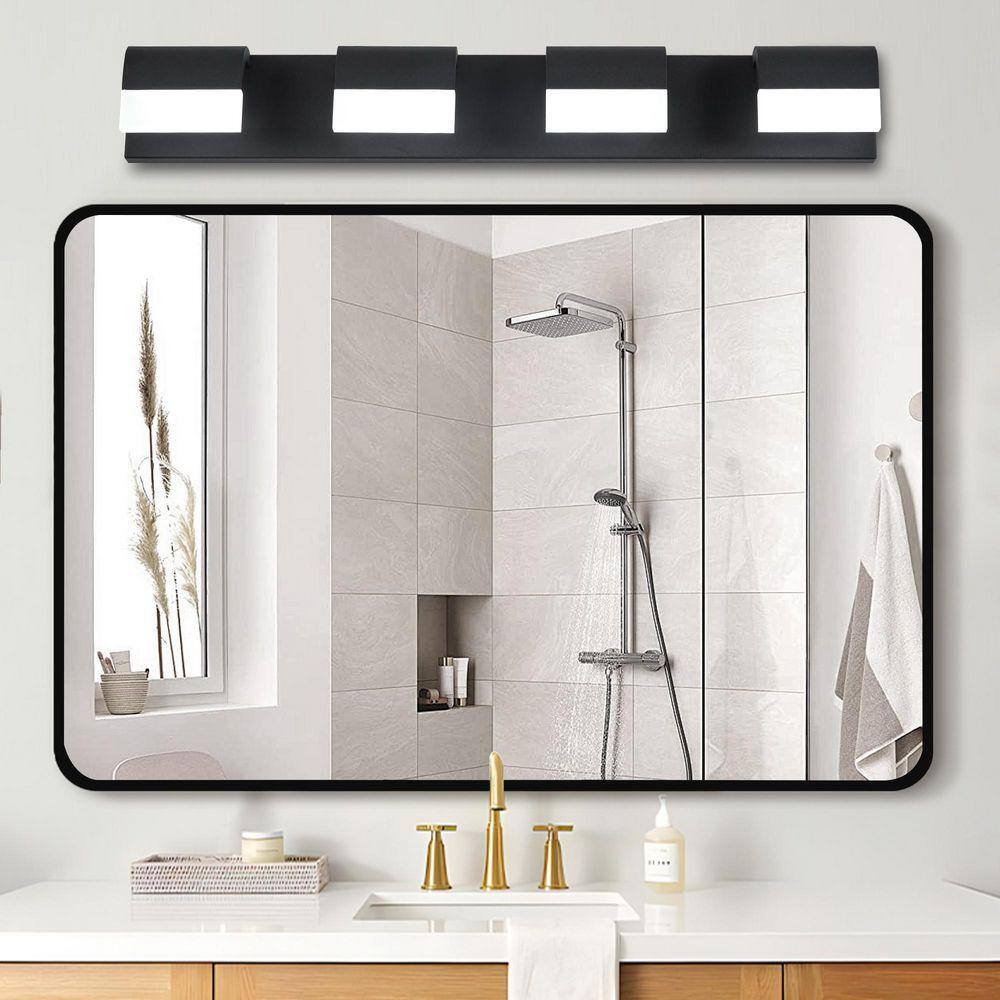 Contemporary 30 in. 4-Light Matte Black LED Vanity Light Bar with Dimmable Function for Bathroom Over Mirror price history on PriceWatchPro
