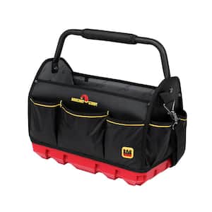 RED Base Series 18 in. 20-Pocket Tool Tote Bag, 8 Loops, Comfort Grip Steel Handle, Adjustable Padded Shoulder Strap