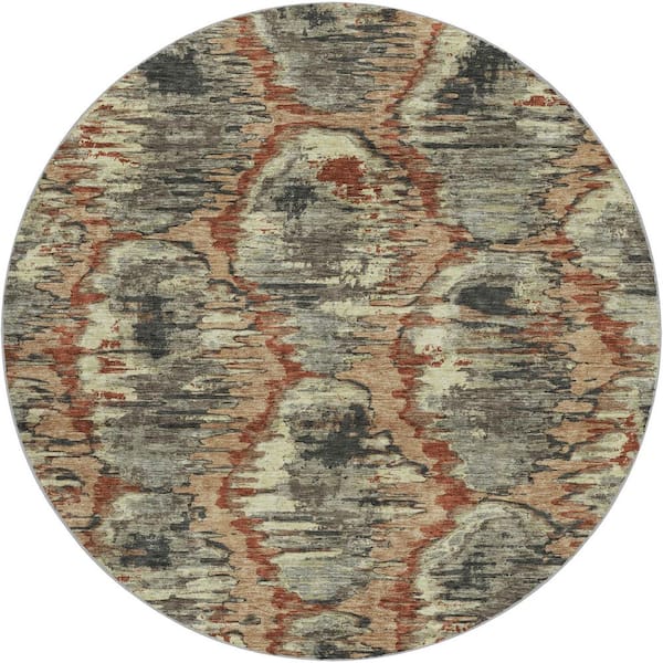 Dream Shag Premium Machine Washable Abstract ADS767 Copper 8 ft. x 8 ft. Round Rug