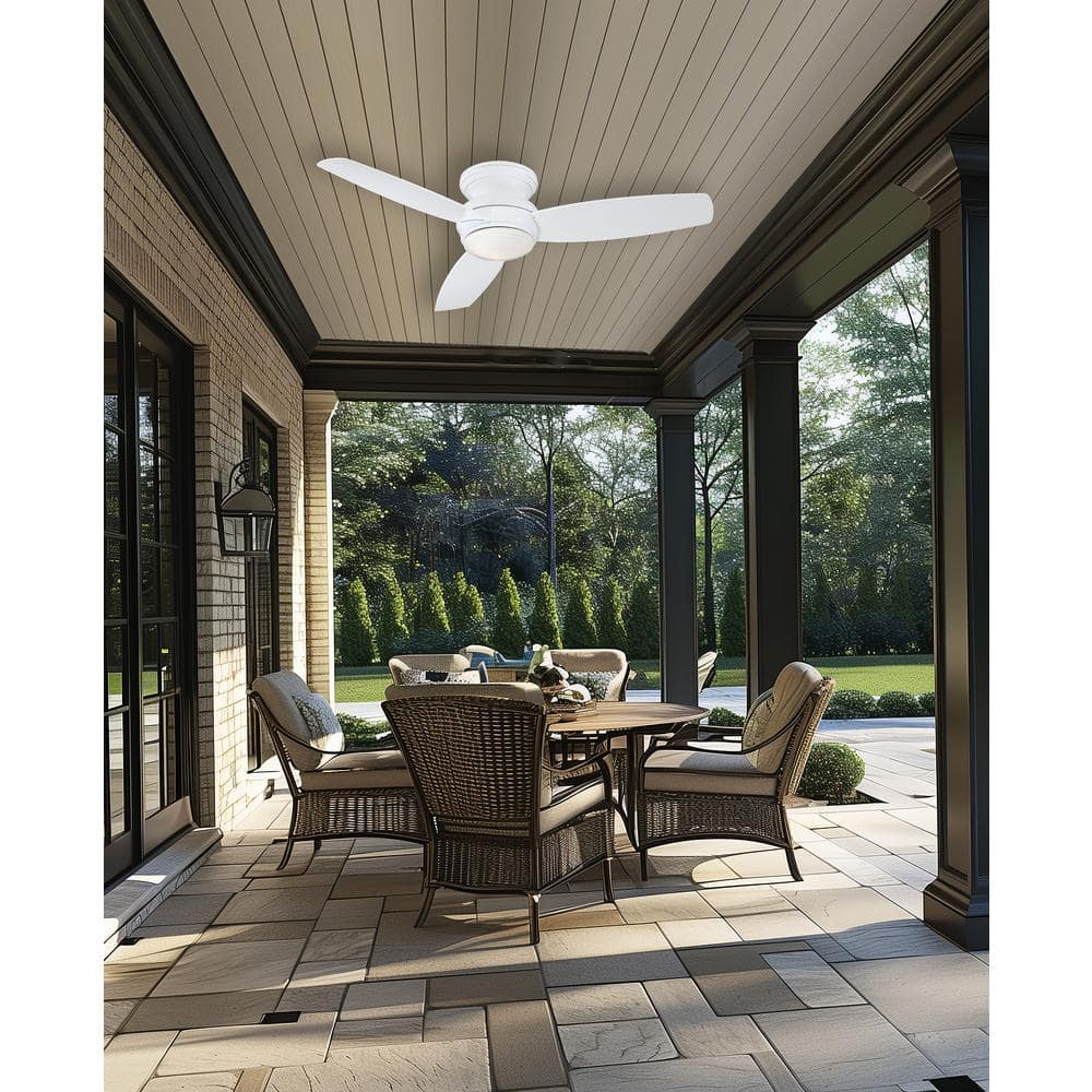 52" White Low Profile LED Ceiling Fan with Remote and Light Kit