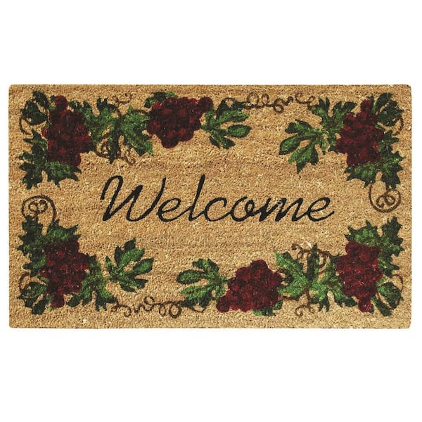 Nedia Home Grape Welcome 18 in. x 30 in. SuperScraper Vinyl/Coir Door Mat