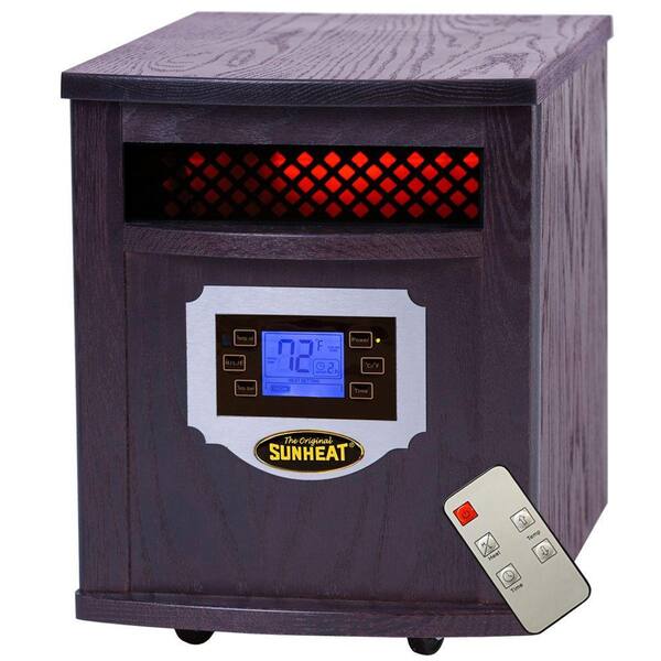 SUNHEAT 1500-Watt Infrared Electric Portable Heater with Remote Control, LCD Display and Cabinetry - Black Cherry