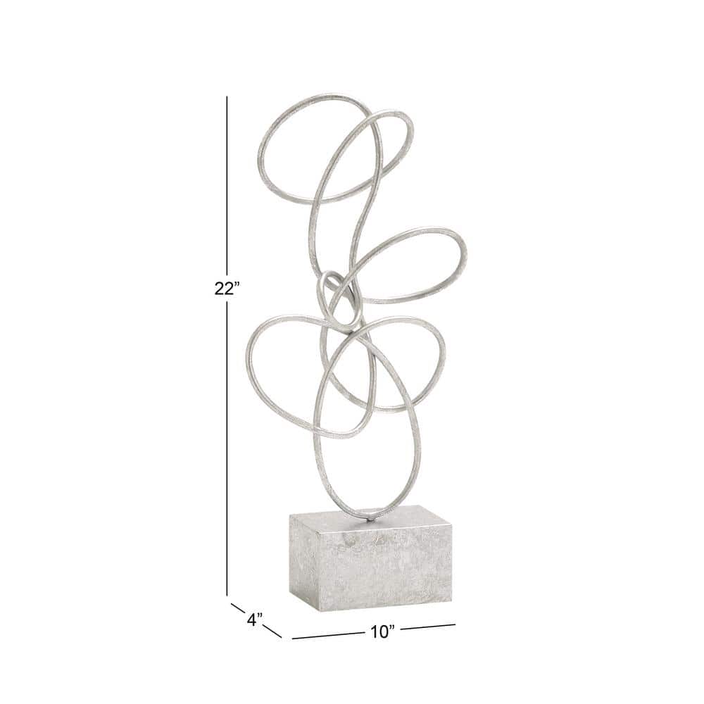 Silver Swirl Solid Abstract Metal Sculpture 10" x 22"