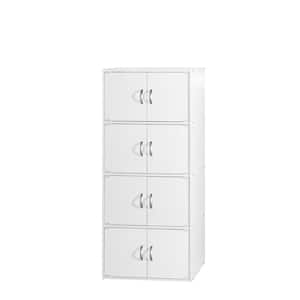 4-Shelf, 54 in. H White Wood Bookcase with Double Doors