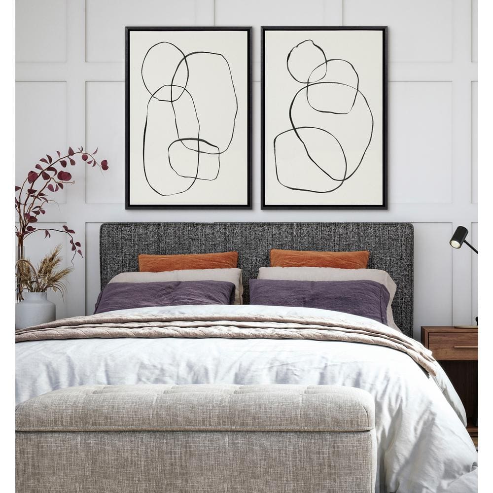 Set of 2 Black Framed Abstract Canvas Art Prints