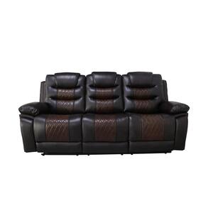 New Classic Furniture Nikko 84 in. Pillow Arm Faux Leather Rectangle Sofa with Power Footrest in Brown