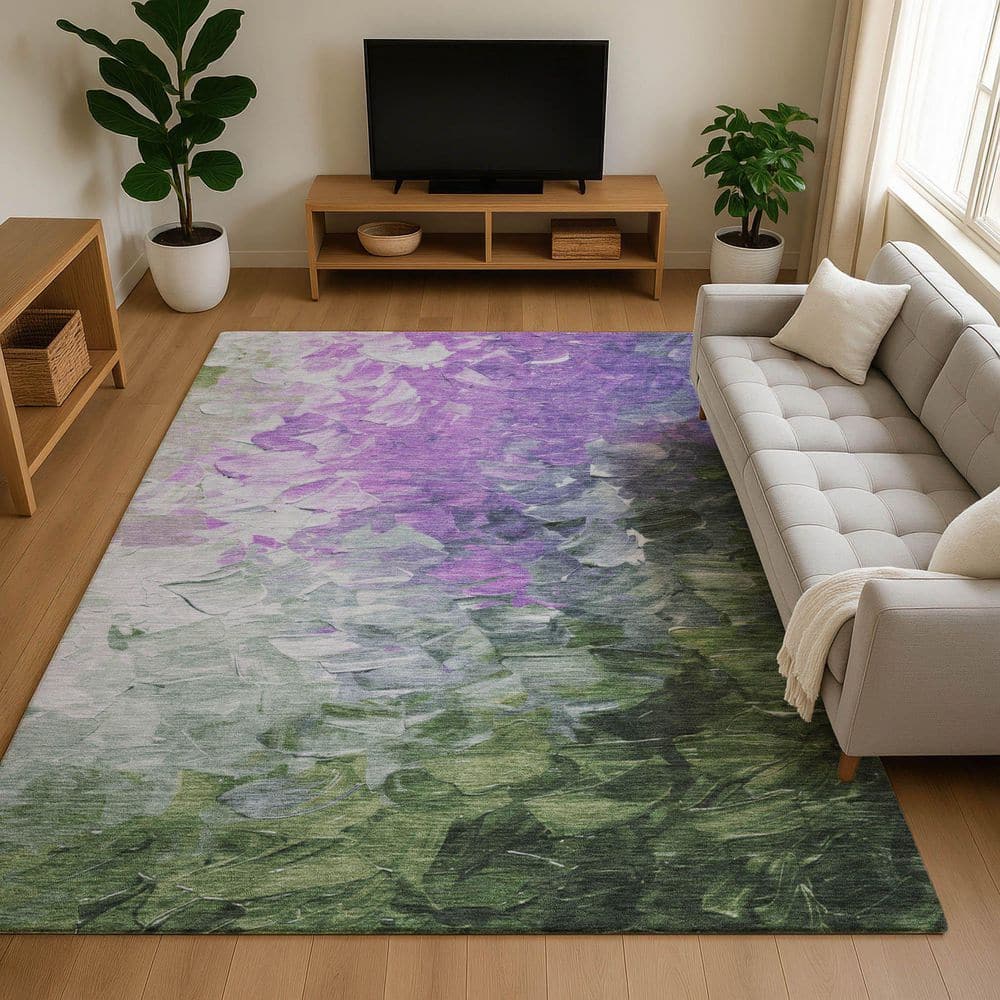 Mayfield Premium Machine Washable Abstract AMF1674 Purple 5 ft. x 7 ft. 6 in. Area Rug price history on PriceWatchPro