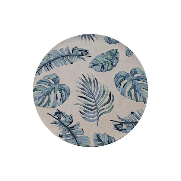 Kai Ivory 8 ft. Round Coastal and Contemporary Hand-Tufted Wool Area Rug