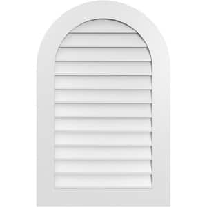 26 in. x 40 in. Round Top White PVC Paintable Gable Louver Vent Non-Functional