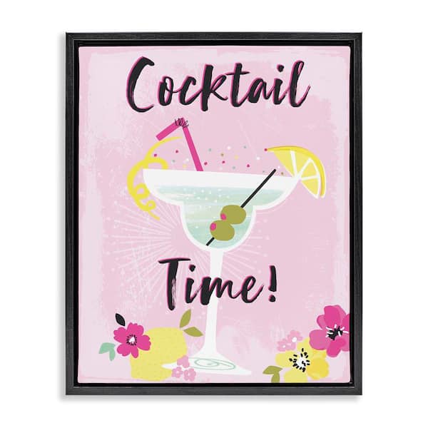 Pink Cocktail Time by Angela Nickeas Black Floater Frame Food Graphic Art Print 31 in. x 25 in.