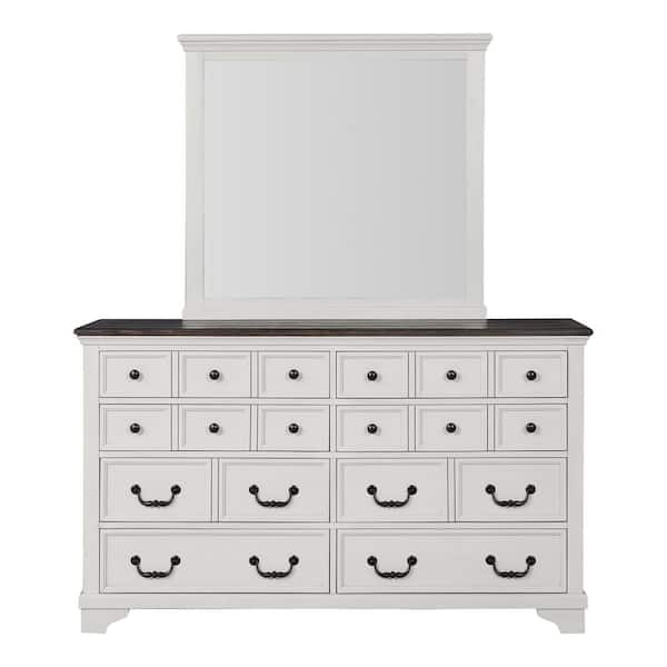 Furniture of America Kento White and Dark Brown 8-Drawer 64 in. Dresser with Mirror and Black Mushroom Knobs IDF-79014WH-DM - The Home Depot Furniture of America Kento White and Dark Brown 8-Drawer 64 in. Dresser with Mirror and Black Mushroom Knobs IDF-79014WH-DM - The Home Depot