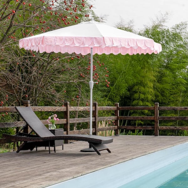 9 ft patio umbrella pink Garsing 9-ft Aluminum Pink Push-button Tilt Market Patio Umbrella  Funsite-9Ft-2LY -Pink