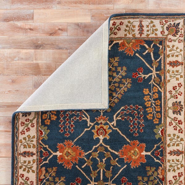 Hand-Tufted Dark Blue 10 ft. x 14 ft. Oriental Area Rug