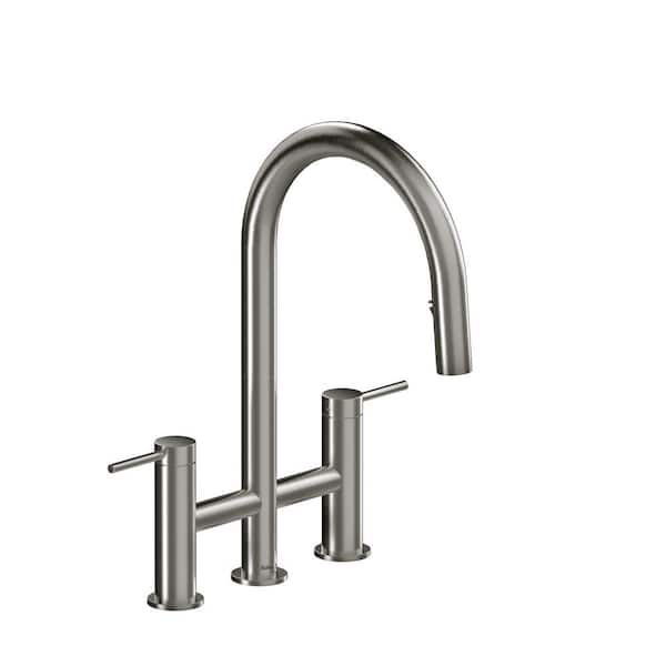 Azure 2-Handle Pull-Down Sprayer Kitchen Faucet in Stainless Steel