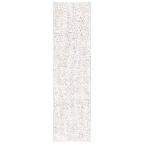 Rumi Shag 2 ft. x 8 ft. Ivory/Light Beige Wavy Striped Runner Rug