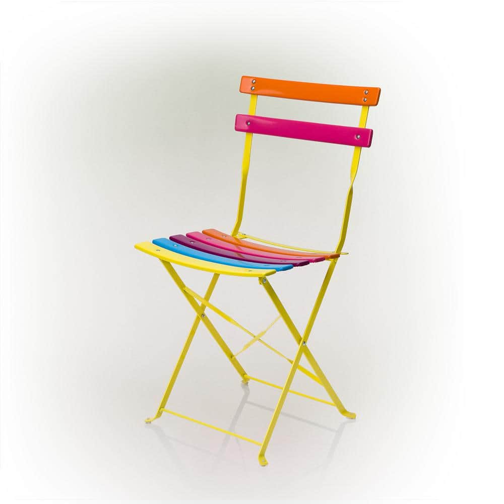 Vibrant Rainbow Steel Foldable 3-Piece Bistro Set