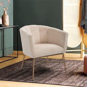 FALETTE Beige Upholstery Velvet Accent Chair