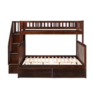 AFI Woodland Walnut Twin Over Twin Staircase Bunk Bed With Twin Size ...