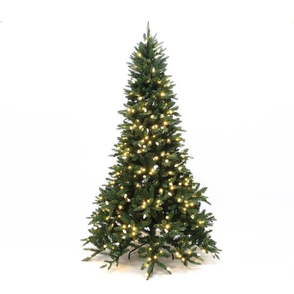 7.5 ft. PreLit Green Slender Fir Artificial Christmas Tree with Metal Stand