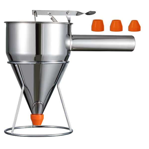 40 oz. Pancake Batter Dispenser, Multi-Caliber Stainless Steel Funnel Cake Dispenser with Stand Great for Pancakes