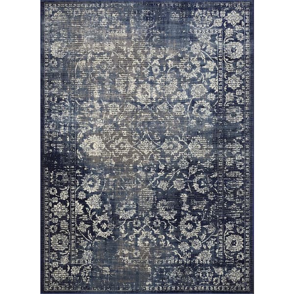 LOOMAKNOTI Aysal Alazah Blue 9 ft. 10 in. x 12 ft. 10 in. Geometric Polypropylene Indoor Area Rug