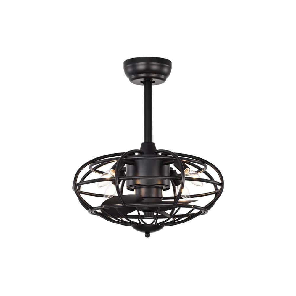 18.1 in. Indoor Mattee Black Spherical Smart Ceiling Fan with Remote, Timer