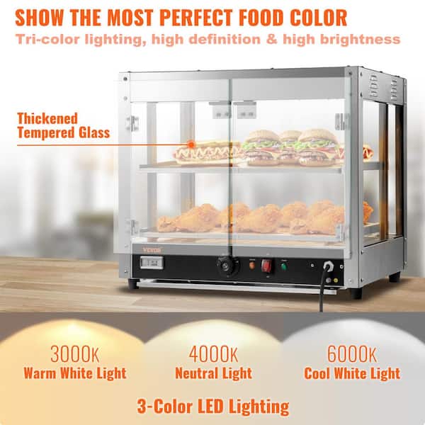 VEVOR Commercial Food Warmer Display 2 Tiers, 800W Pizza Warmer Countertop P