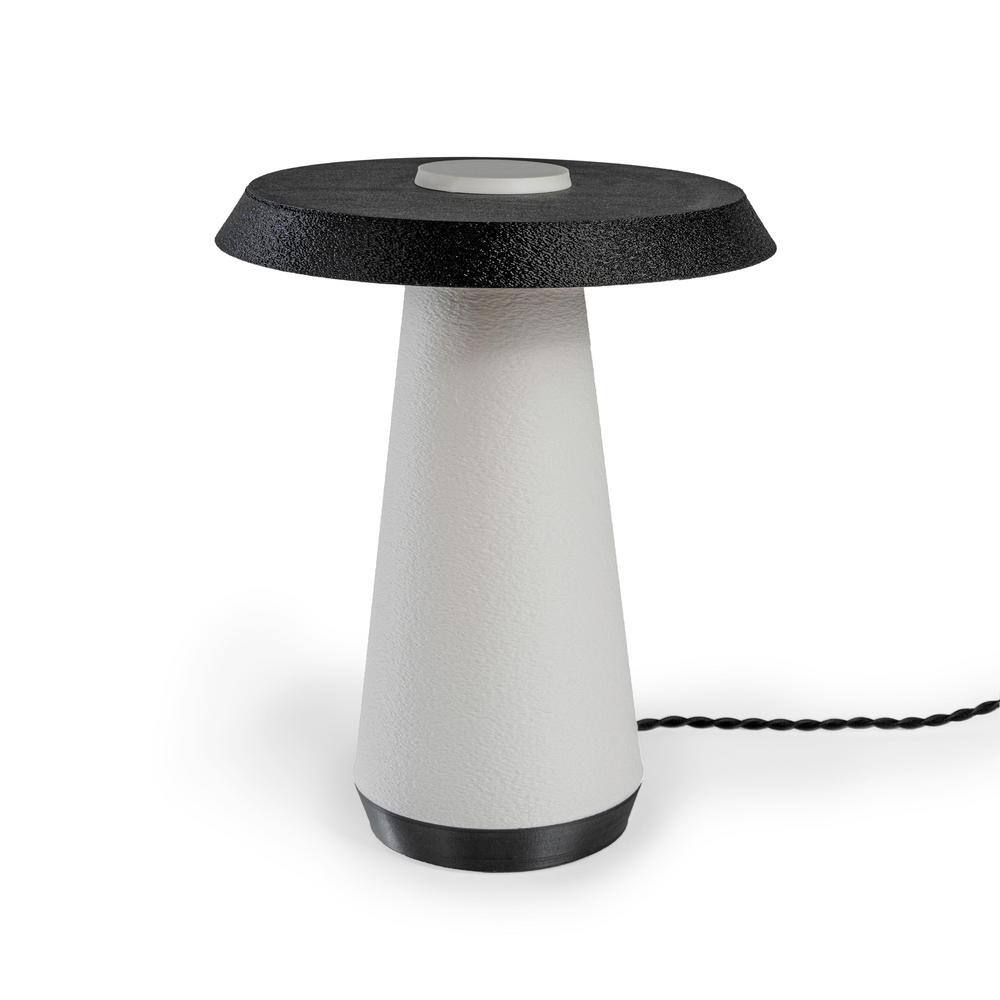 White and Black 3D Printed Dimmable LED Table Lamp