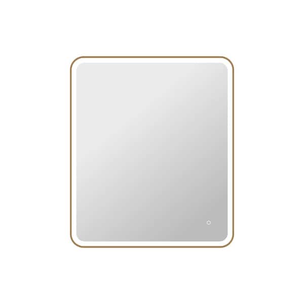 36 in. W x 42 in. H Rectangle Framed LED Wall Mirror in Satin Gold