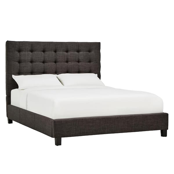 Homesullivan Cadley Dark Grey On, Black Tufted King Size Bed Frame With Headboard