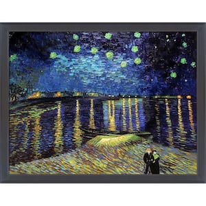 Starry Night Over The Rhone by Vincent Van Gogh Gallery Black Framed Architecture Oil Painting Art Print 40 in. x 52 in.