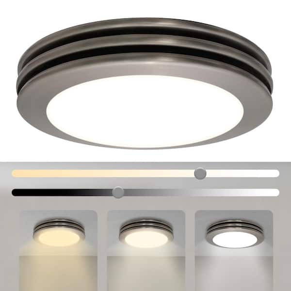 Akicon Bathroom Exhaust Fan Light, 80 CFM 2-Sones, 15-Watt Dimmable 3000K/4000K/5500K 3CCT LED Light (Brushed Nickel)