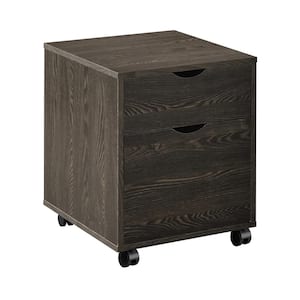 Noorvik Dark Oak File Cabinet with 2-Drawers and Casters