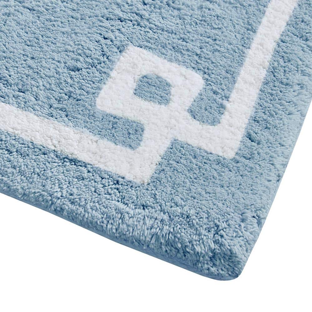 Blue and White Cotton Tufted Bath Mat 24''x40''