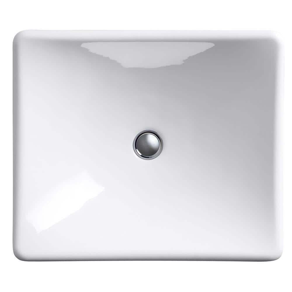 DemiLav White Cast Iron Rectangular Above-Counter Bathroom Sink