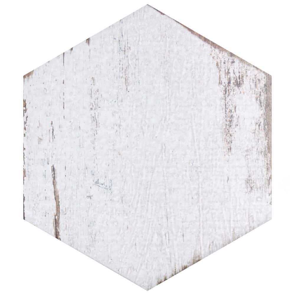 Retro Hex Blanc 7" x 8" Porcelain Hexagon Tile for Walls & Floors