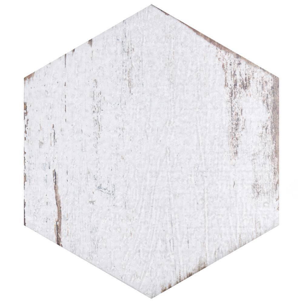 Retro Hex Blanc 7" x 8" Porcelain Hexagon Tile for Walls & Floors