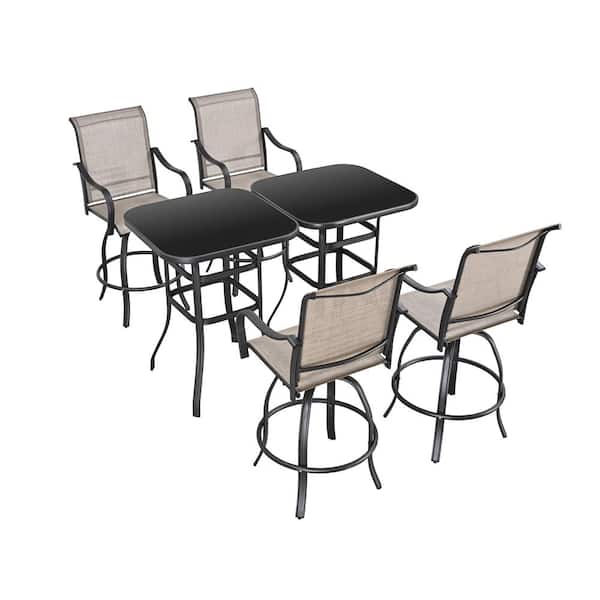 TOP HOME SPACE 6-Piece Metal Square Bar Height Outdoor Bistro Set