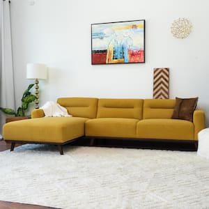 Baltimore 109 in. W Square Arm 2-Piece Luxury Linen Left Facing Sectional Sofa in Dark Yellow (Seats 4)