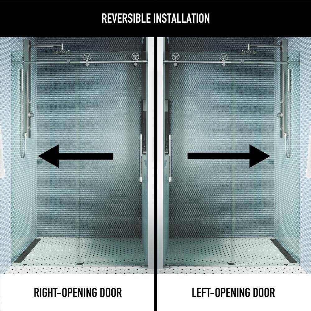 Elan Cass Frameless Chrome Sliding Shower Door with Clear Glass