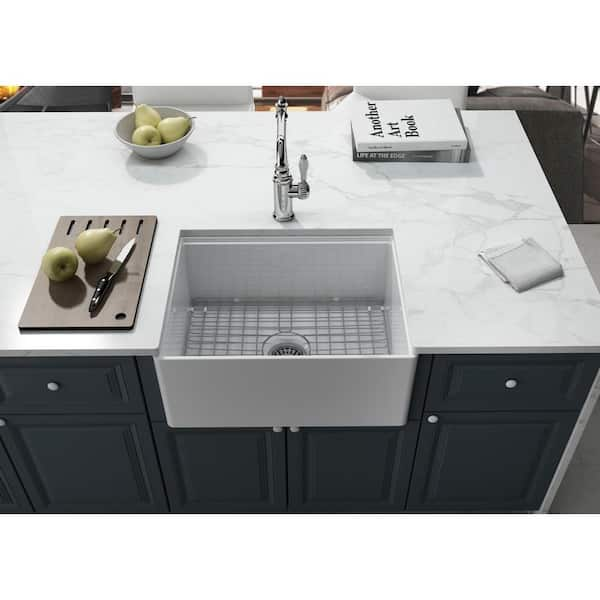 Empire Industries Derby Fireclay 24 In Single Bowl Farmhouse Kitchen Sink With Workstation Der24 The Home Depot