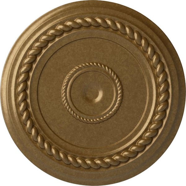Ekena Millwork 19-5/8 in. x 1-1/2 in. Alexandria Rope Urethane Ceiling Medallion (Fits Canopies upto 4-5/8 in.), Pale Gold
