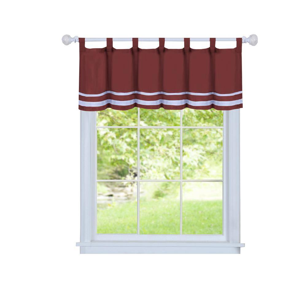 Burgundy and White Polyester Rod Pocket Valance 58x14