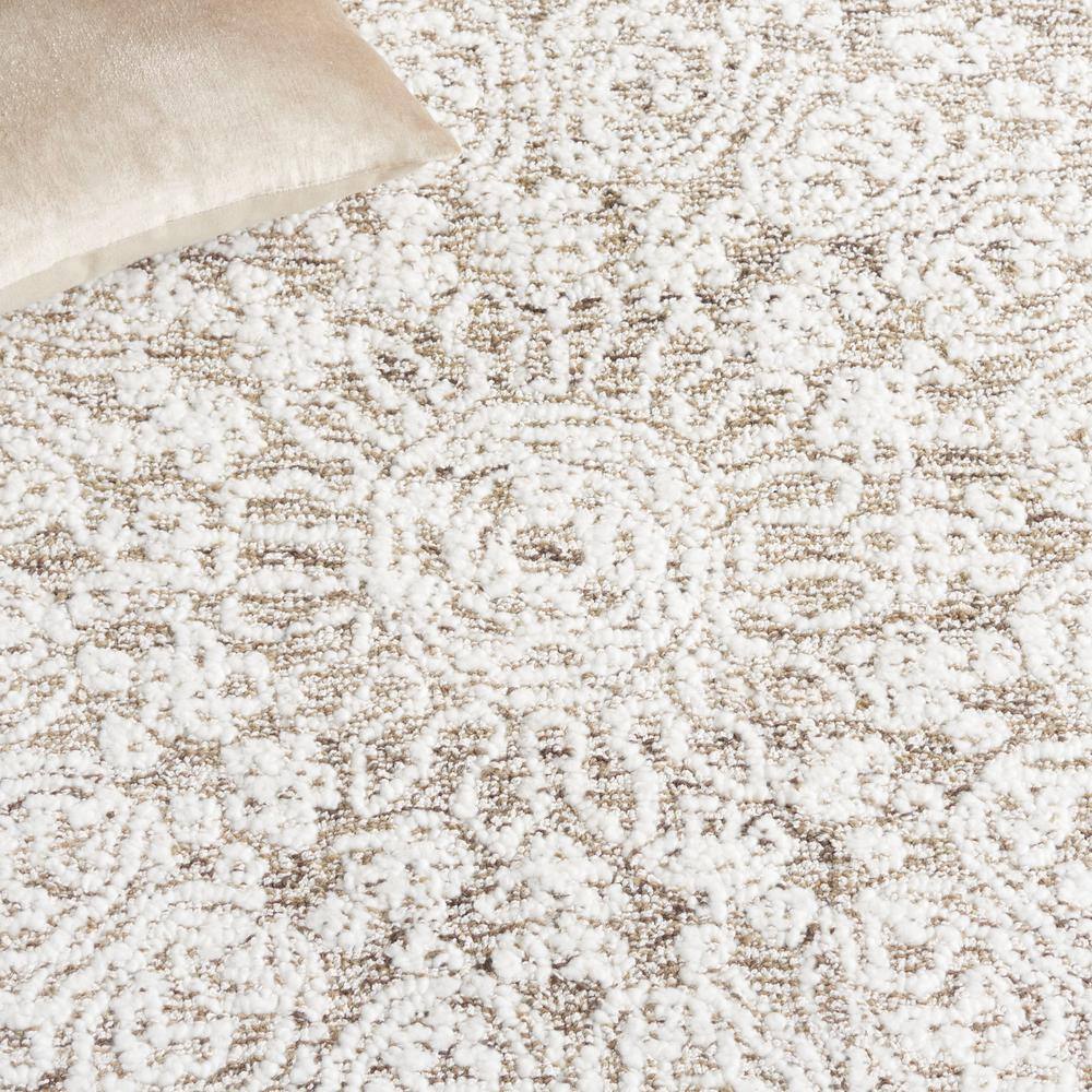 Ivory and Brown 3' x 5' Handmade Tufted Wool Area Rug
