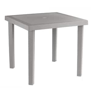 31.5 in. Square Plastic Outdoor Patio Dining Table in Taupe Color