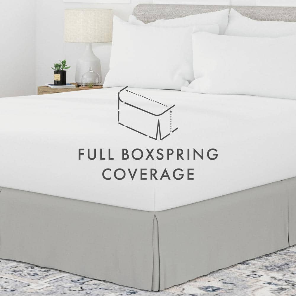 Full Light Gray Microfiber Pleated Bed Skirt